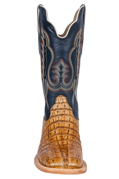 R. Watson Hornback Caiman Cowboy Boots - Saddle