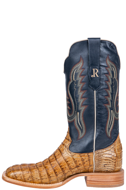 R. Watson Hornback Caiman Cowboy Boots - Saddle