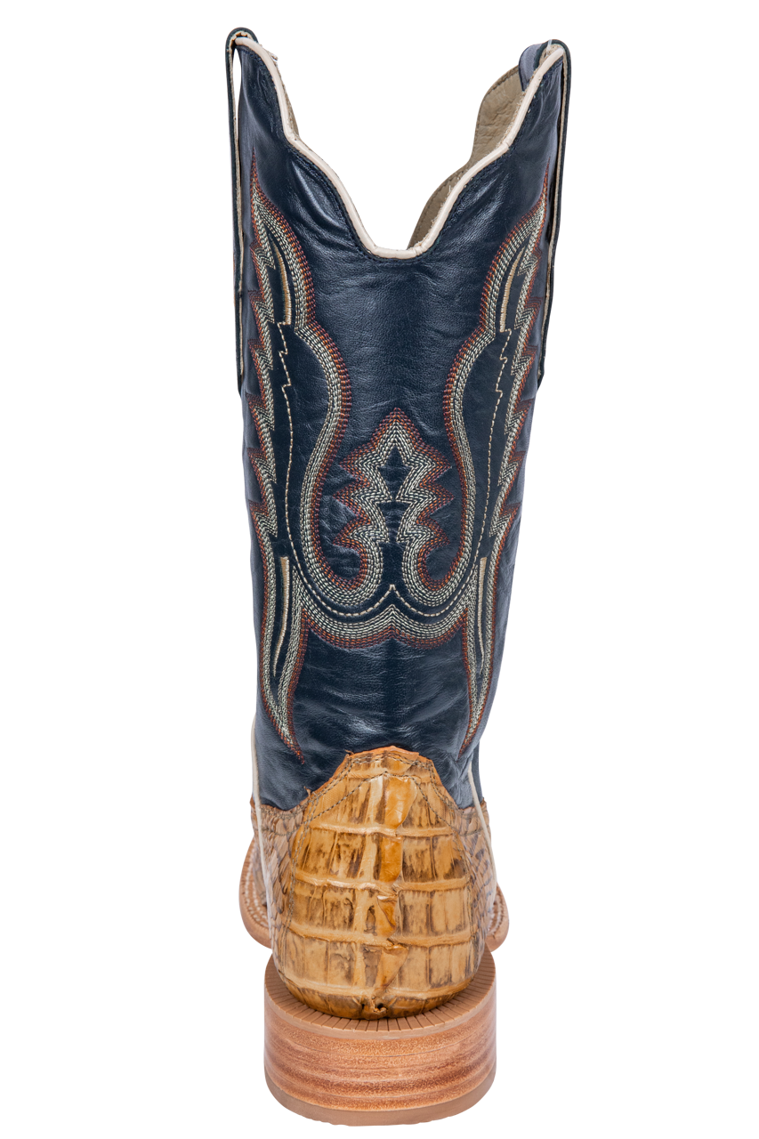R. Watson Hornback Caiman Cowboy Boots - Saddle