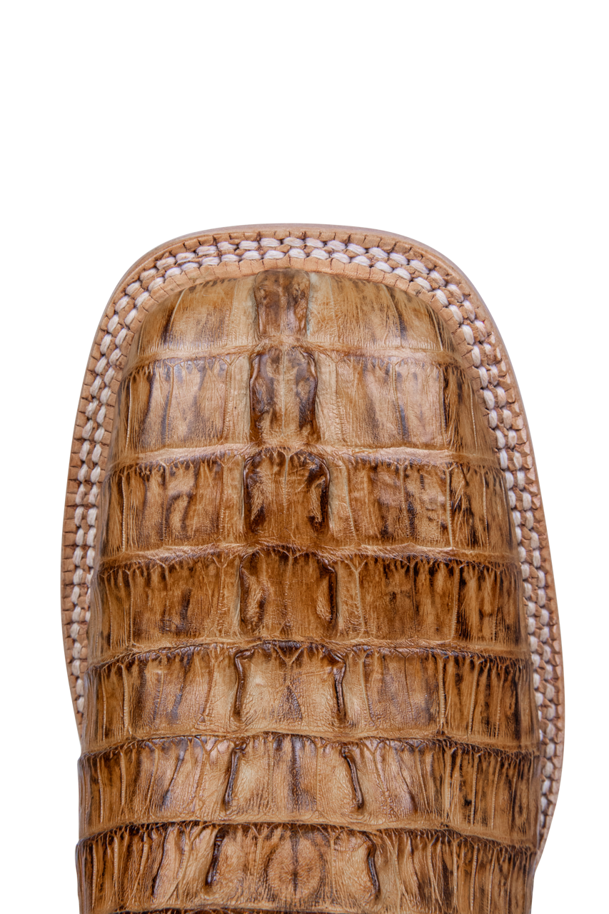 R. Watson Hornback Caiman Cowboy Boots - Saddle