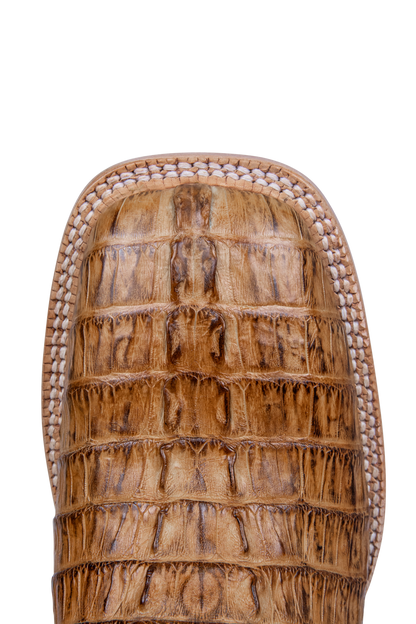 R. Watson Hornback Caiman Cowboy Boots - Saddle