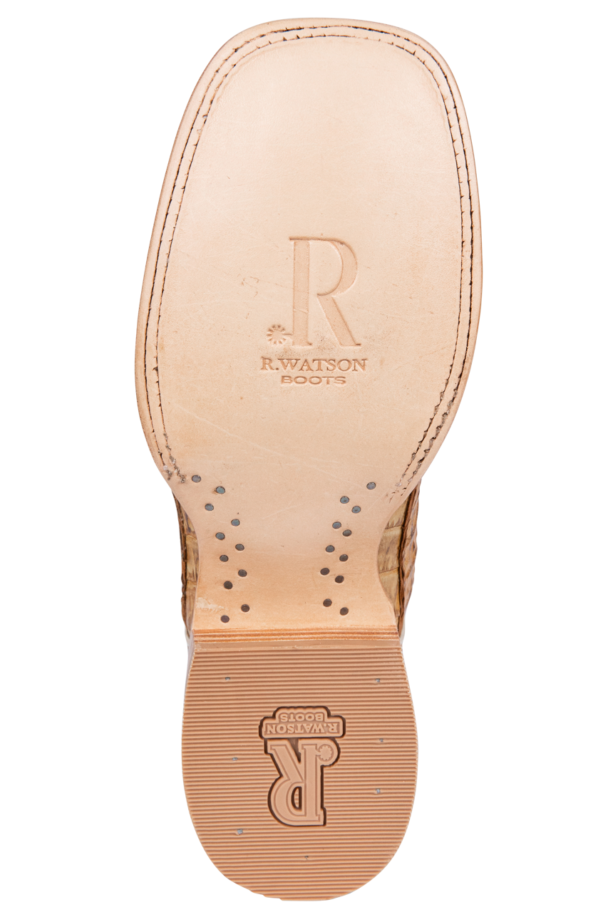 R. Watson Hornback Caiman Cowboy Boots - Saddle