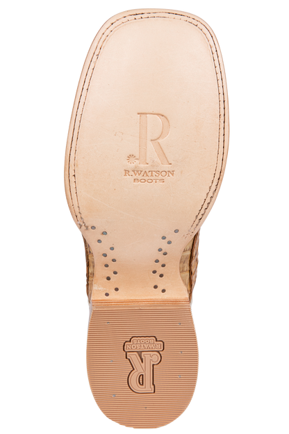 R. Watson Hornback Caiman Cowboy Boots - Saddle