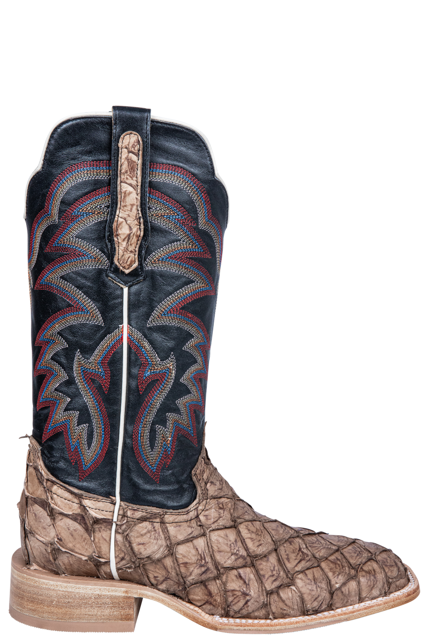 R. Watson Matte Pirarucu Cowboy Boots - Saddle
