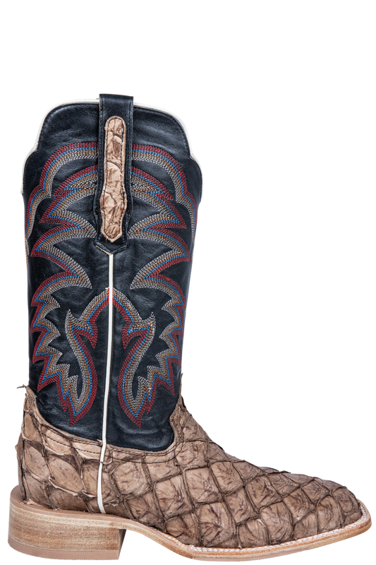 R. Watson Matte Pirarucu Cowboy Boots - Saddle