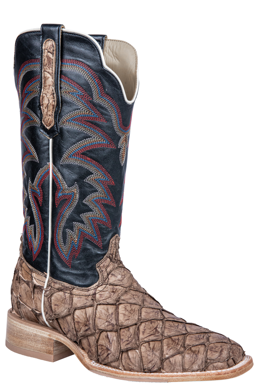 R. Watson Matte Pirarucu Cowboy Boots - Saddle