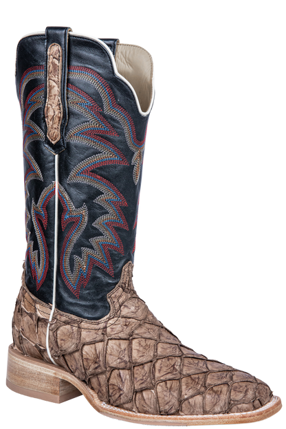 R. Watson Matte Pirarucu Cowboy Boots - Saddle