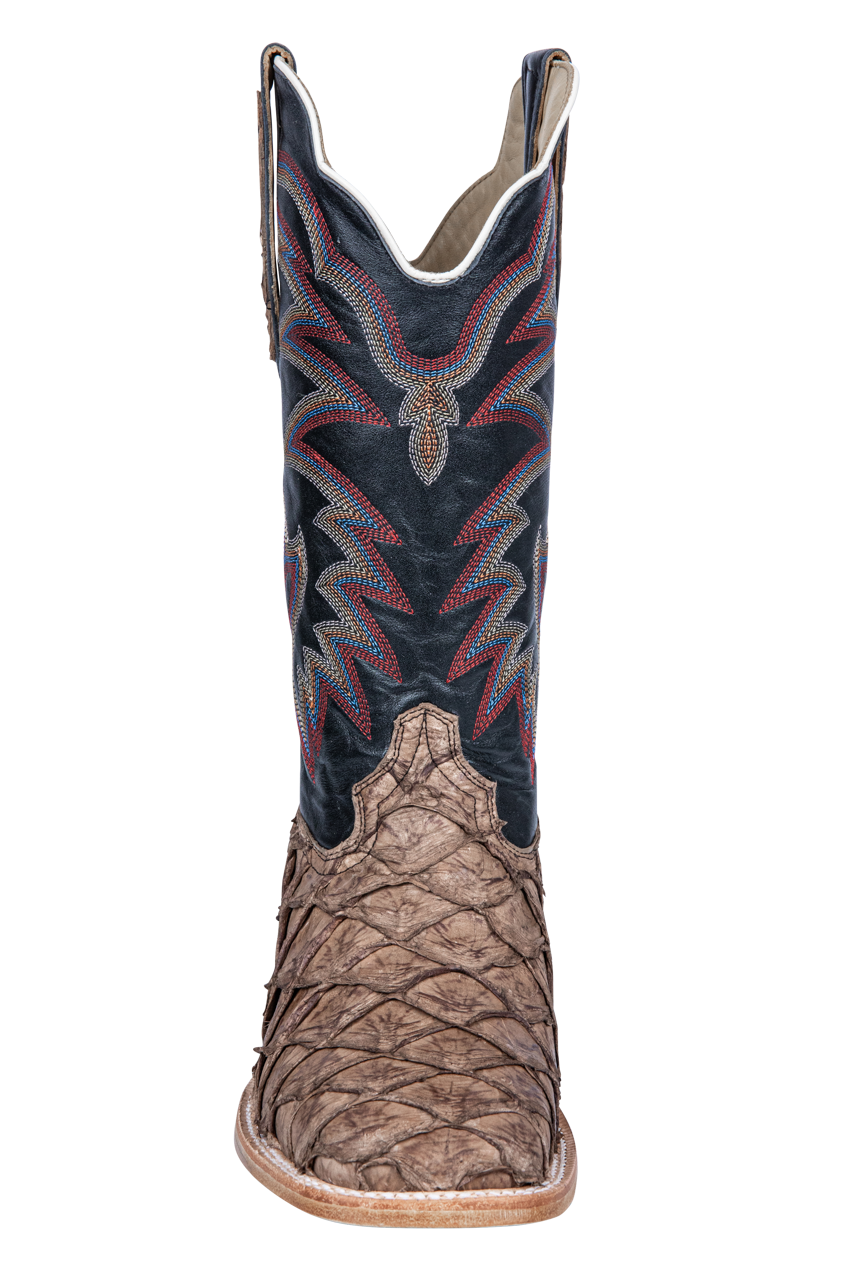 R. Watson Matte Pirarucu Cowboy Boots - Saddle
