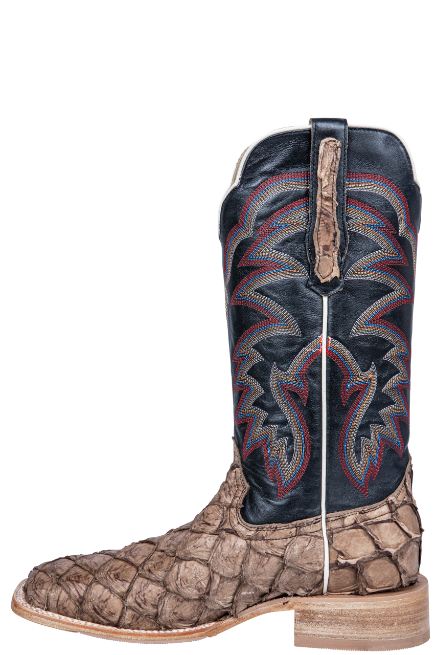 R. Watson Matte Pirarucu Cowboy Boots - Saddle