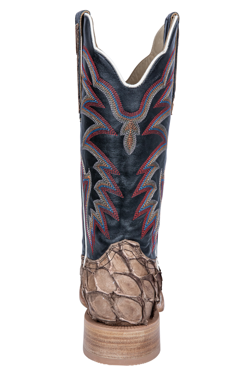 R. Watson Matte Pirarucu Cowboy Boots - Saddle