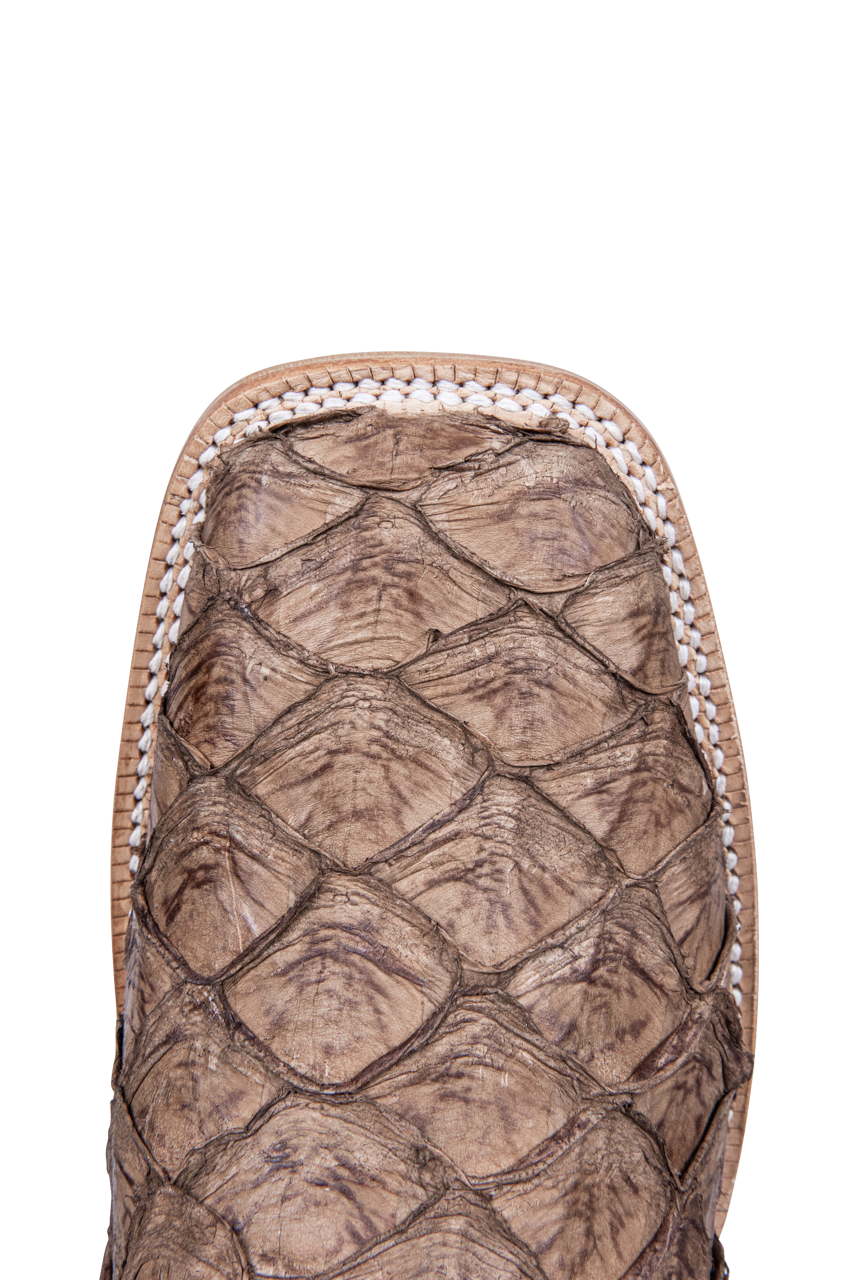 R. Watson Matte Pirarucu Cowboy Boots - Saddle