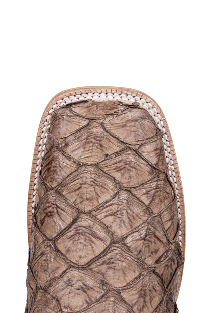 R. Watson Matte Pirarucu Cowboy Boots - Saddle