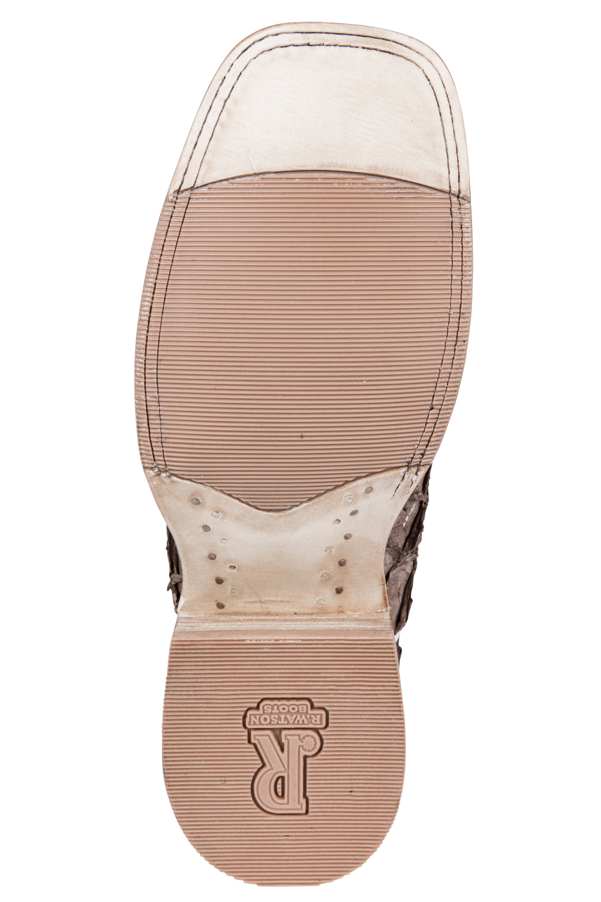 R. Watson Matte Pirarucu Cowboy Boots - Saddle