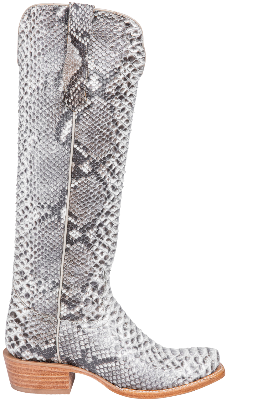 R. Watson Python Cowgirl Boots - White
