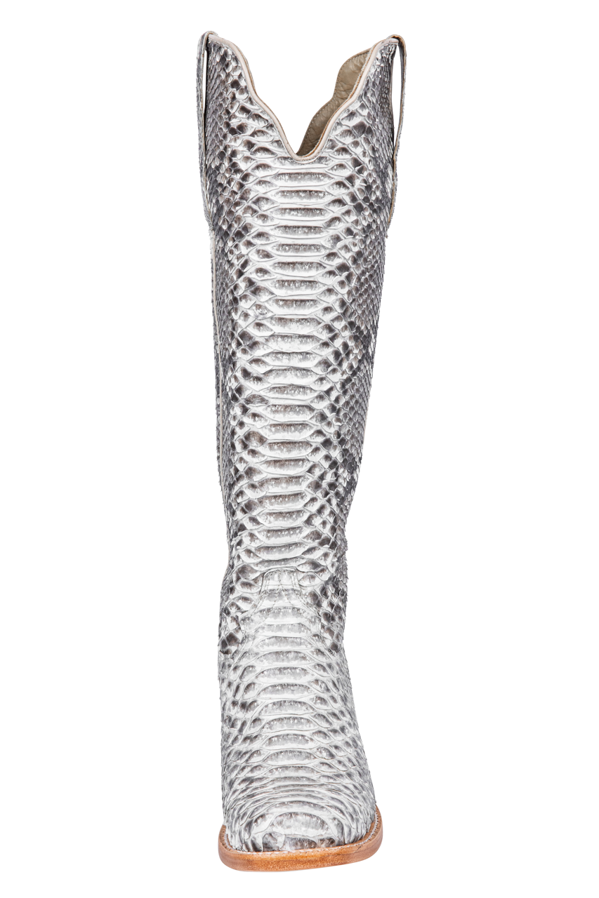 R. Watson Python Cowgirl Boots - White
