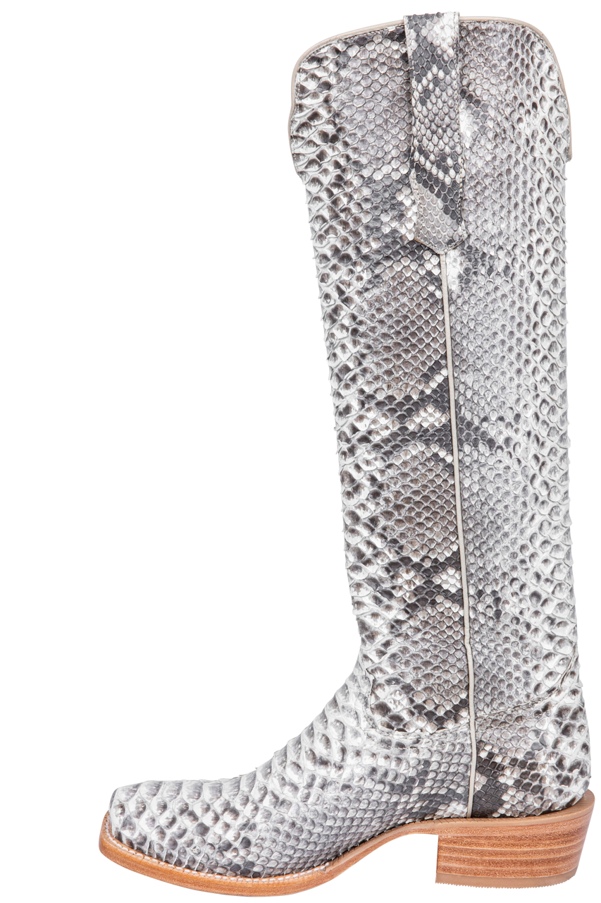 R. Watson Python Cowgirl Boots - White