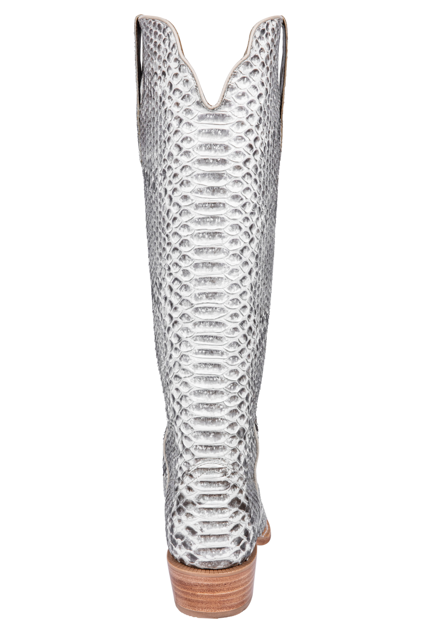 R. Watson Python Cowgirl Boots - White
