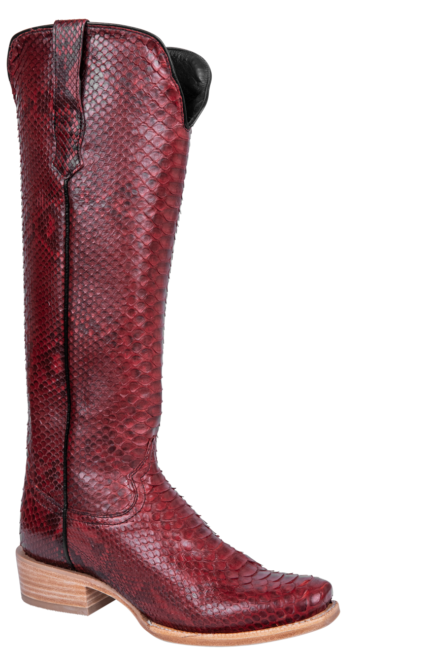 R. Watson Python Cowgirl Boots - Red