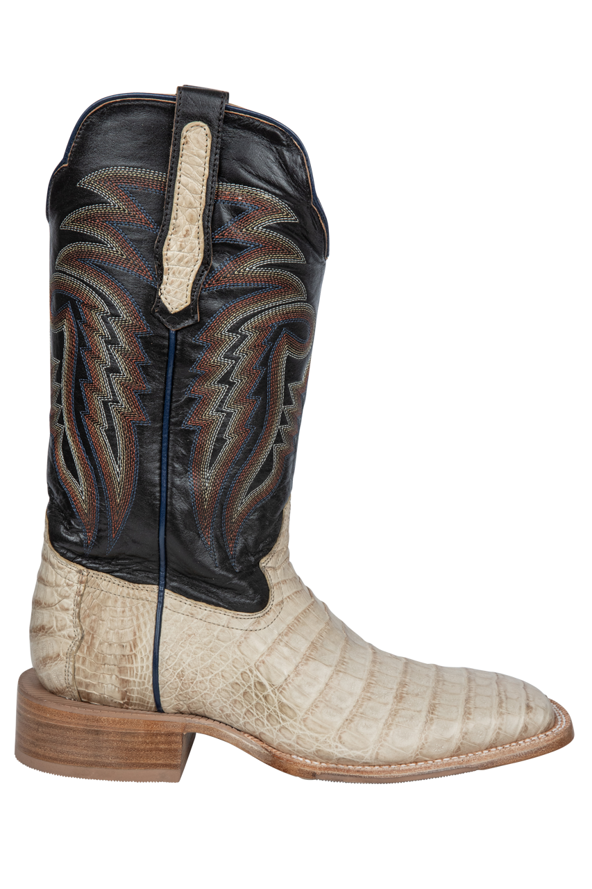 R. Watson Caiman Belly Cowboy Boots - Saddle