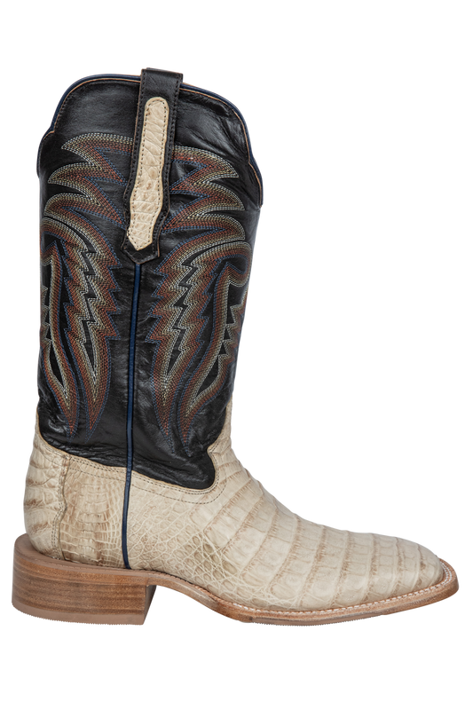 R. Watson Caiman Belly Cowboy Boots - Saddle