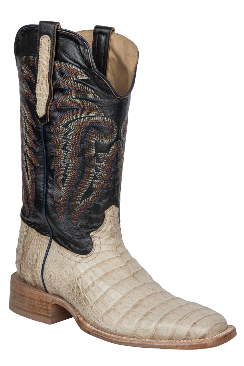 R. Watson Caiman Belly Cowboy Boots - Saddle
