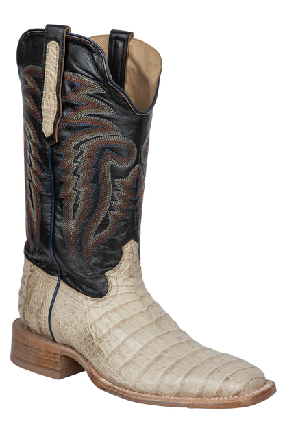 R. Watson Caiman Belly Cowboy Boots - Saddle
