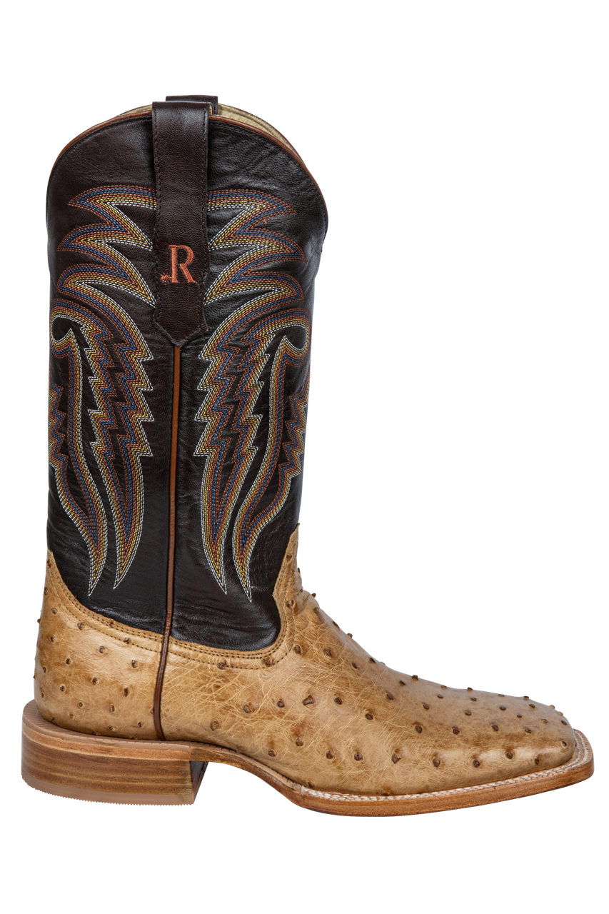 R. Watson Full Quill Ostrich Cowboy Boots - 13" Antique Saddle