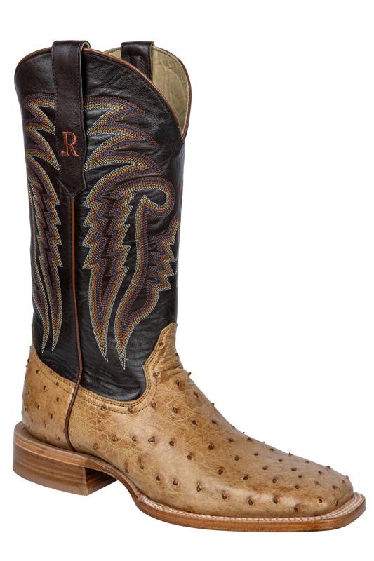R. Watson Full Quill Ostrich Cowboy Boots - 13" Antique Saddle - alternate view