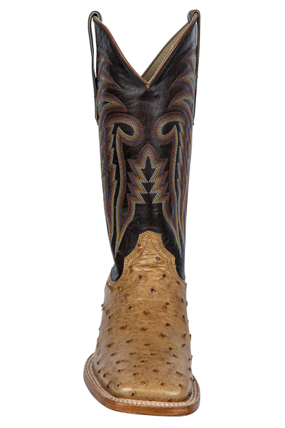R. Watson Full Quill Ostrich Cowboy Boots - 13" Antique Saddle