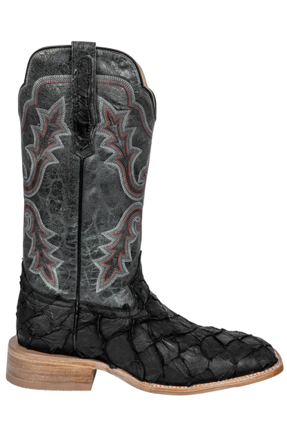 R. Watson Matte Pirarucu Cowboy Boots - Black