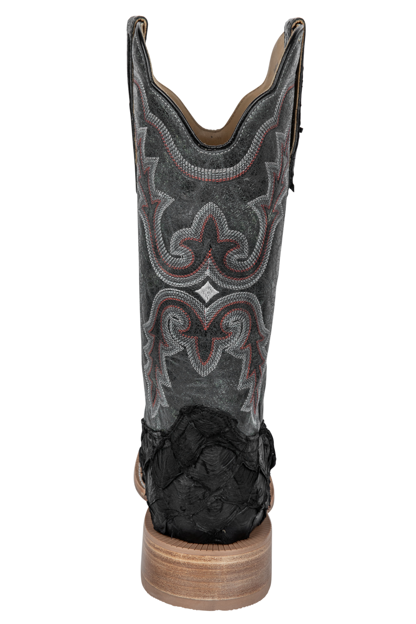 R. Watson Matte Pirarucu Cowboy Boots - Black