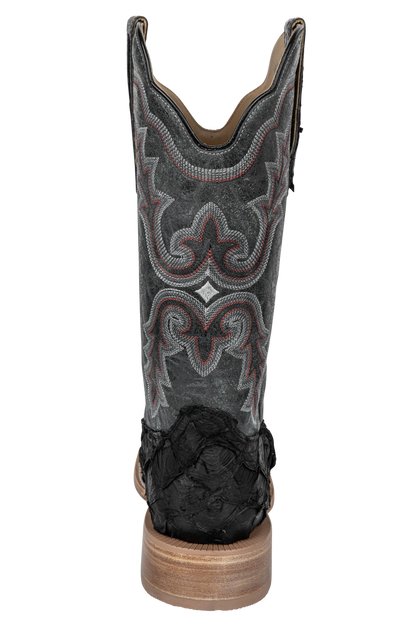 R. Watson Matte Pirarucu Cowboy Boots - Black