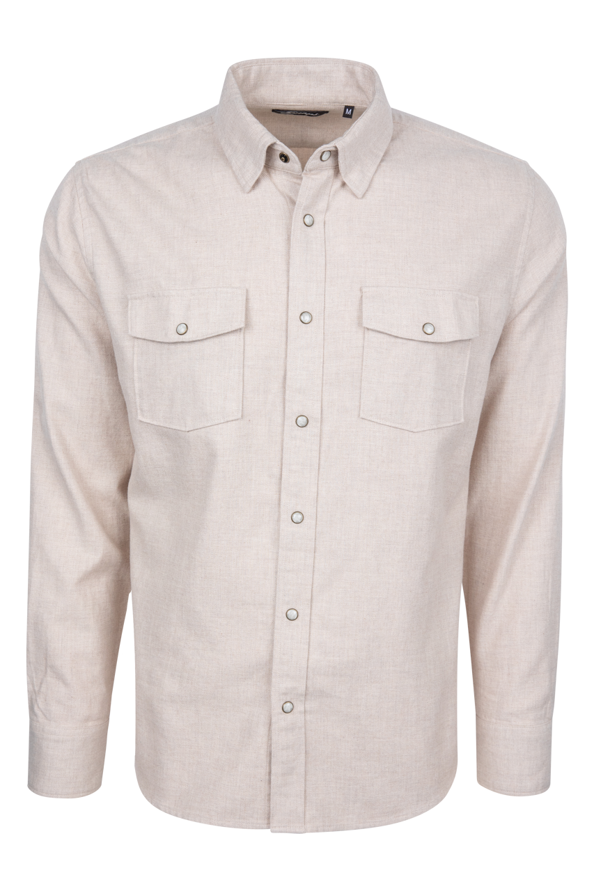 Snaps Rambler Heathered Flannel Shirt - Birch