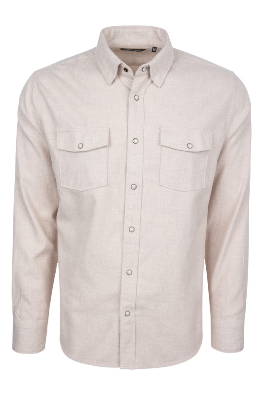 Snaps Rambler Heathered Flannel Shirt - Birch