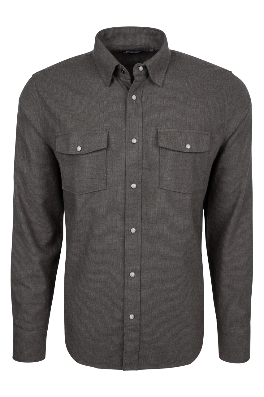 Snaps Rambler Heathered Flannel Shirt - Stone Grey