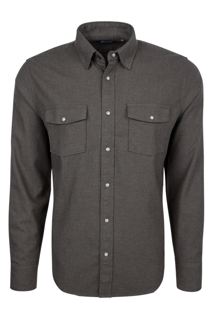 Snaps Rambler Heathered Flannel Shirt - Stone Grey