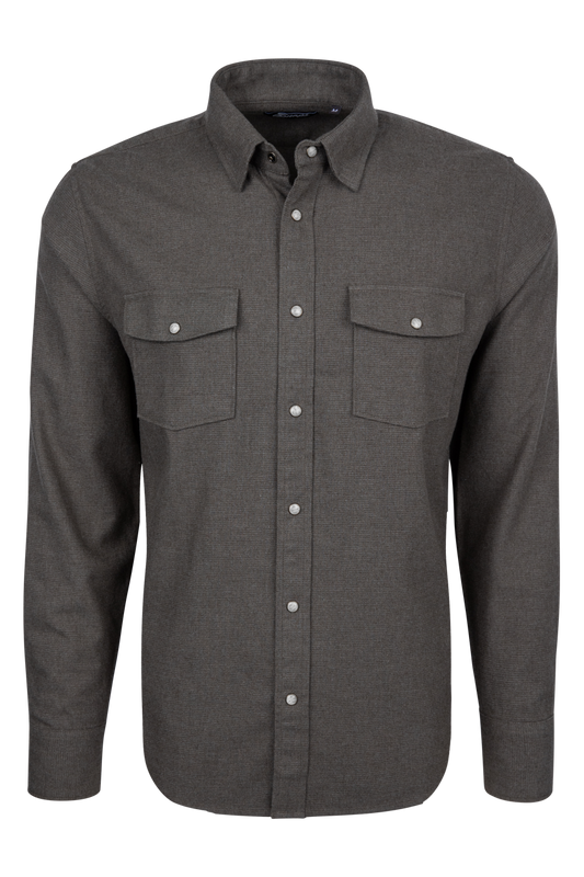 Snaps Rambler Heathered Flannel Shirt - Stone Grey