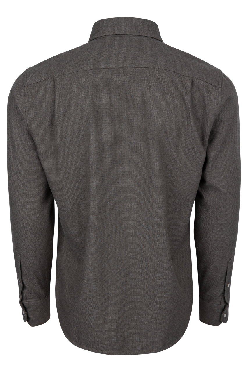 Snaps Rambler Heathered Flannel Shirt - Stone Grey