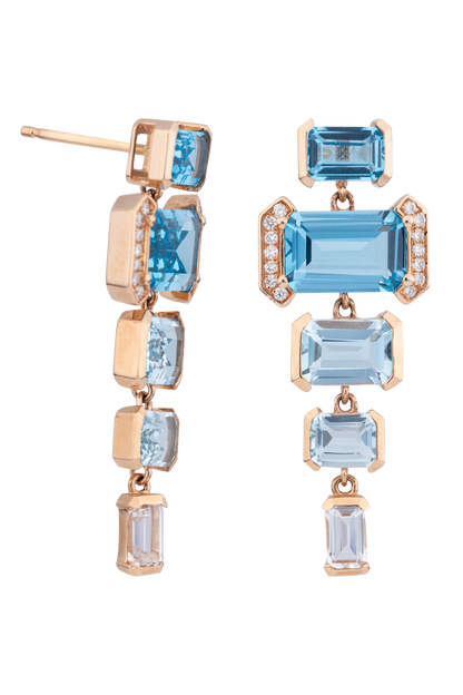 Diva Diamonds And Jewels 18K Rg Bl&Why Tpz Dia Drop Ear