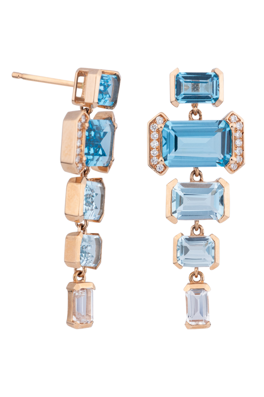 Diva Diamonds And Jewels 18K Rg Bl&Why Tpz Dia Drop Ear