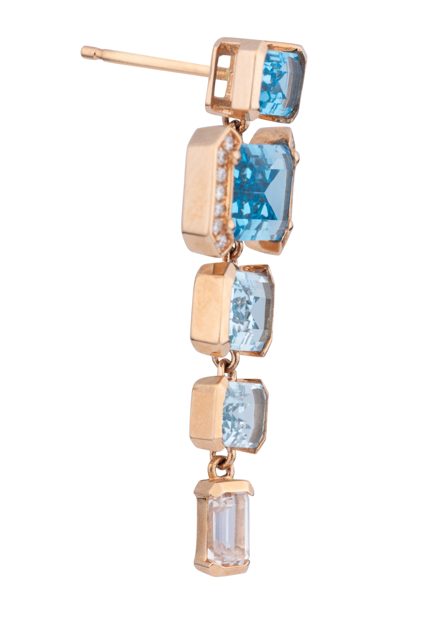 Diva Diamonds And Jewels 18K Rg Bl&Why Tpz Dia Drop Ear