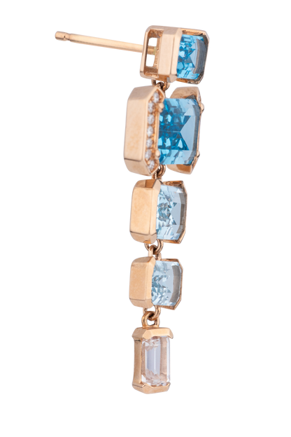 Diva Diamonds And Jewels 18K Rg Bl&Why Tpz Dia Drop Ear