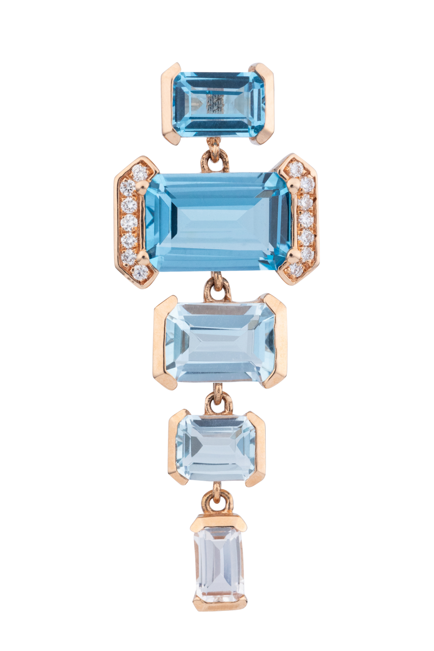 Diva Diamonds And Jewels 18K Rg Bl&Why Tpz Dia Drop Ear