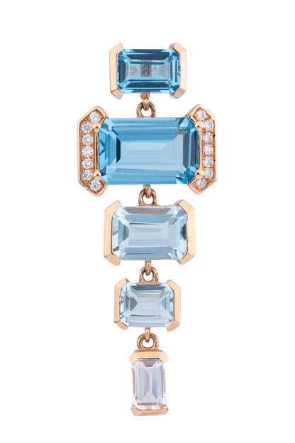 Diva Diamonds And Jewels 18K Rg Bl&Why Tpz Dia Drop Ear