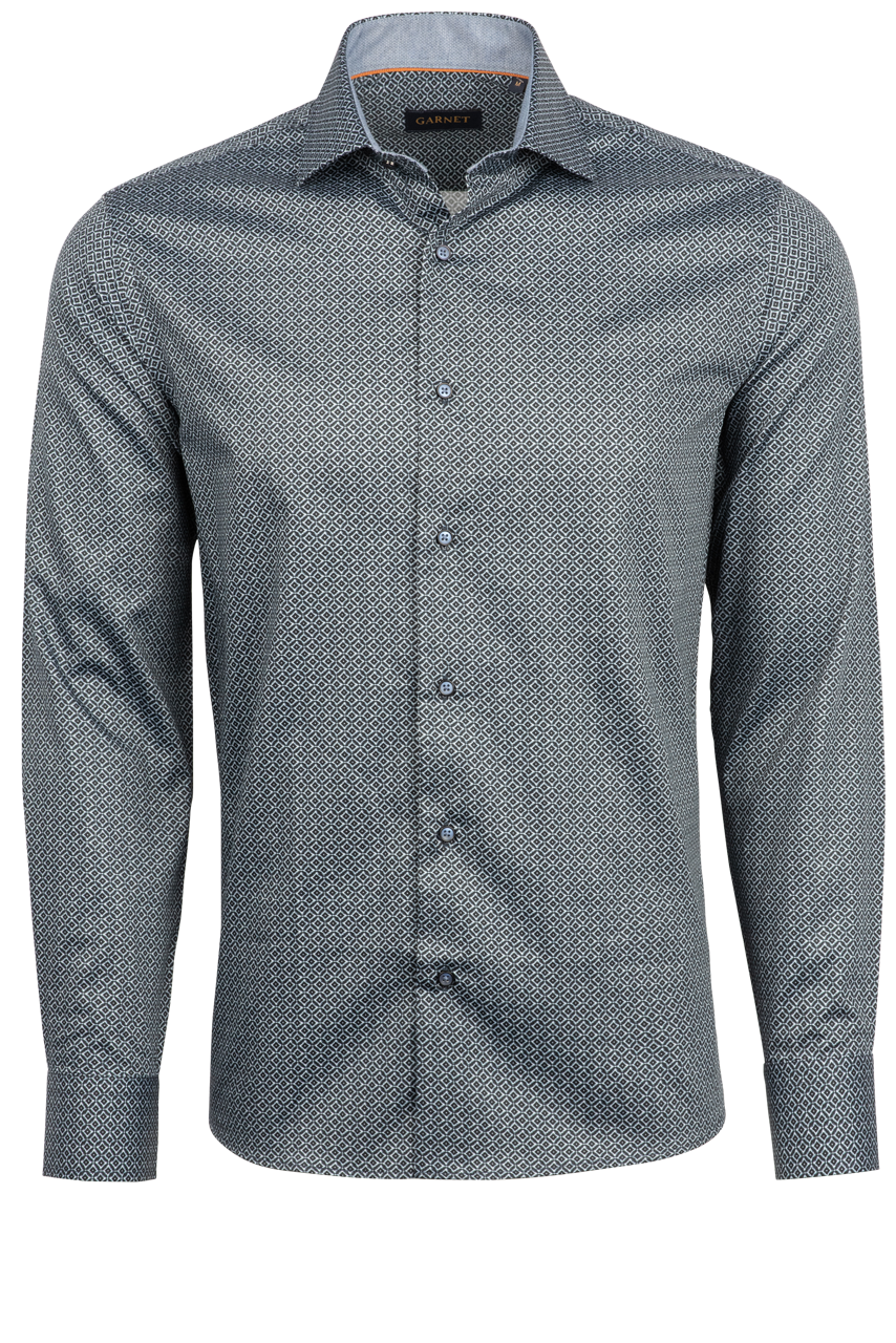 Garnet Button-Front Sport Shirt - Blue Diamond