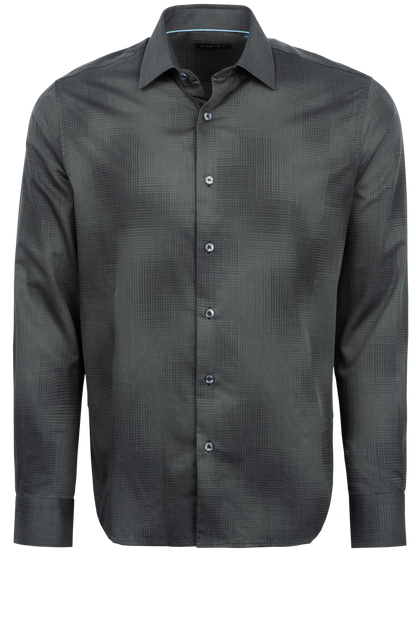 Garnet Button-Front Shirt - Black Jacquard