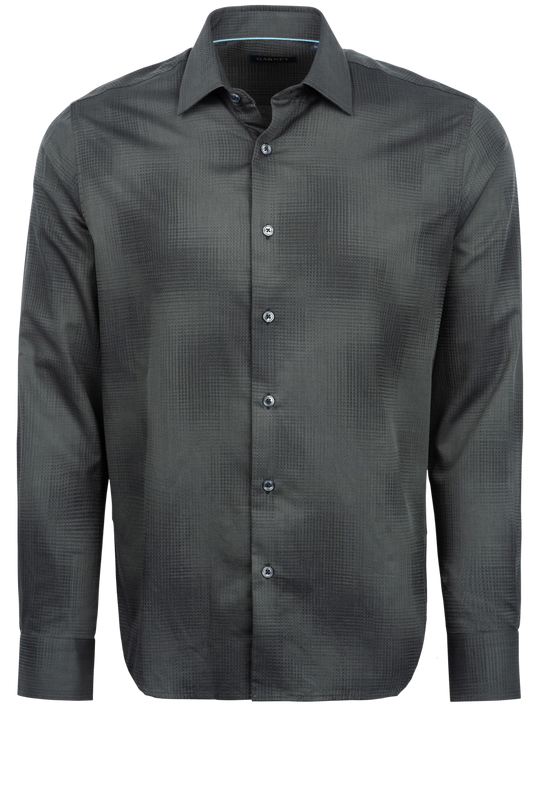 Garnet Button-Front Shirt - Black Jacquard