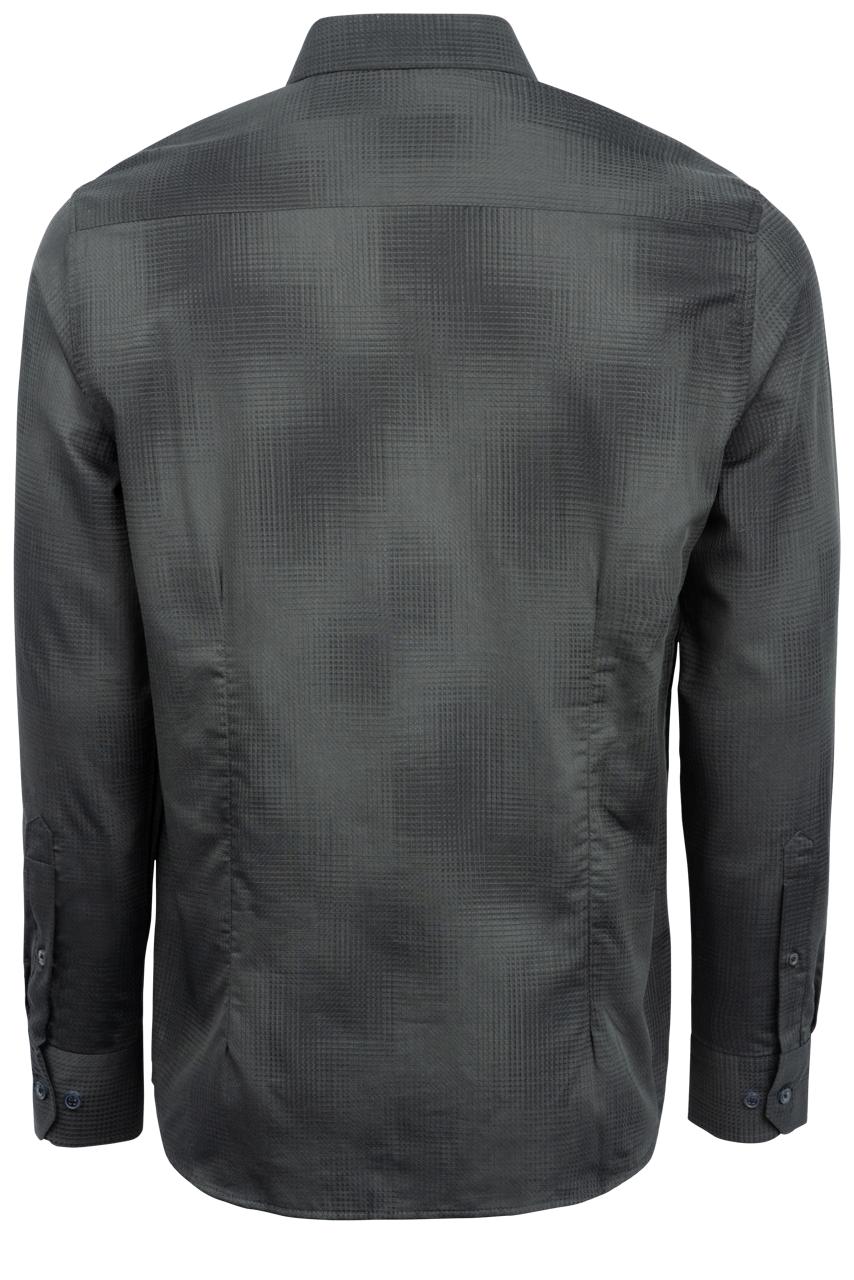 Garnet Button-Front Shirt - Black Jacquard
