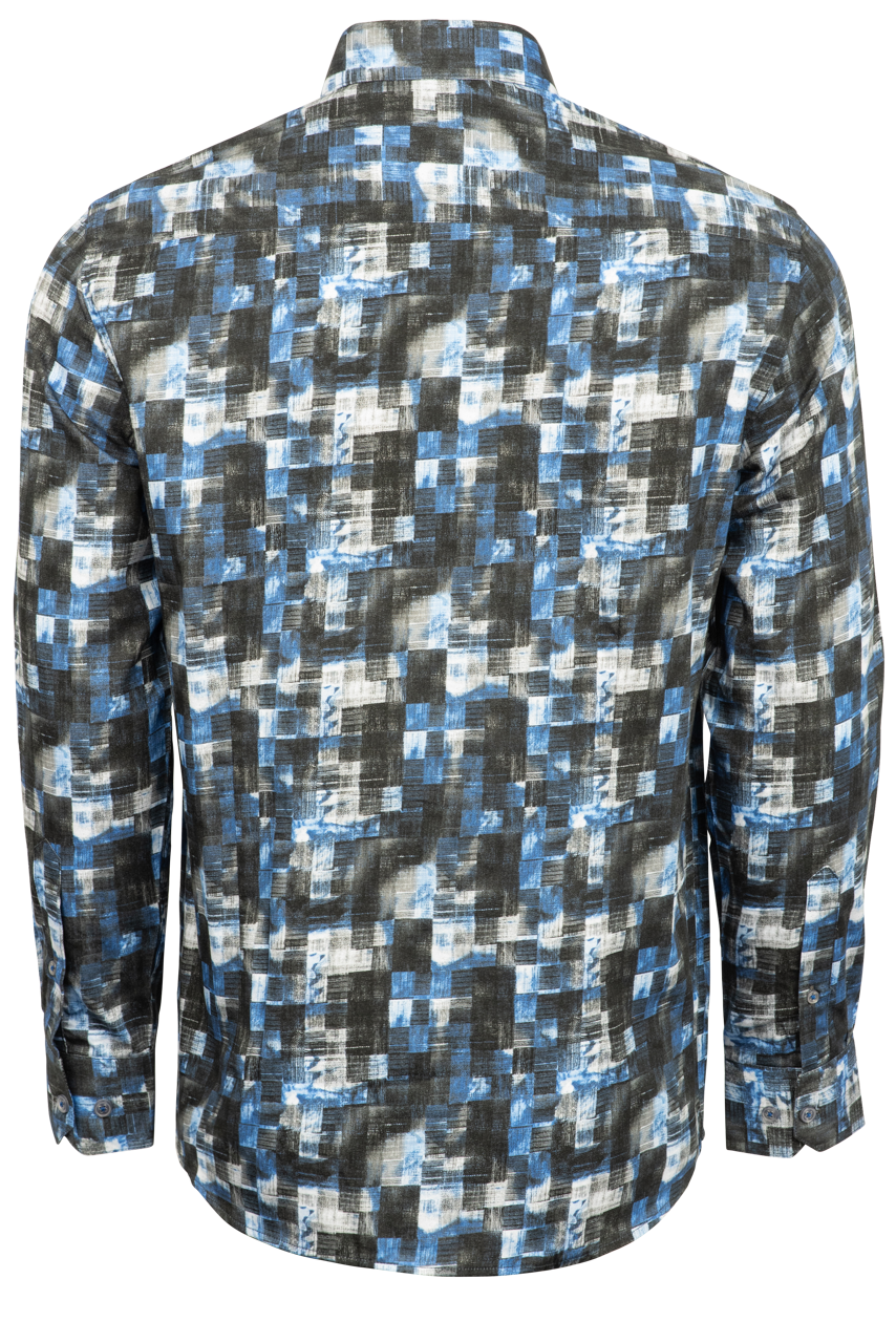 Garnet Button-Front Shirt - Blue Geometric