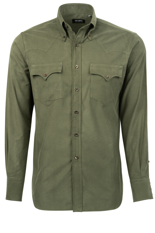 Lyle Lovett for Hamilton Button-Front Shirt - Green Corduroy